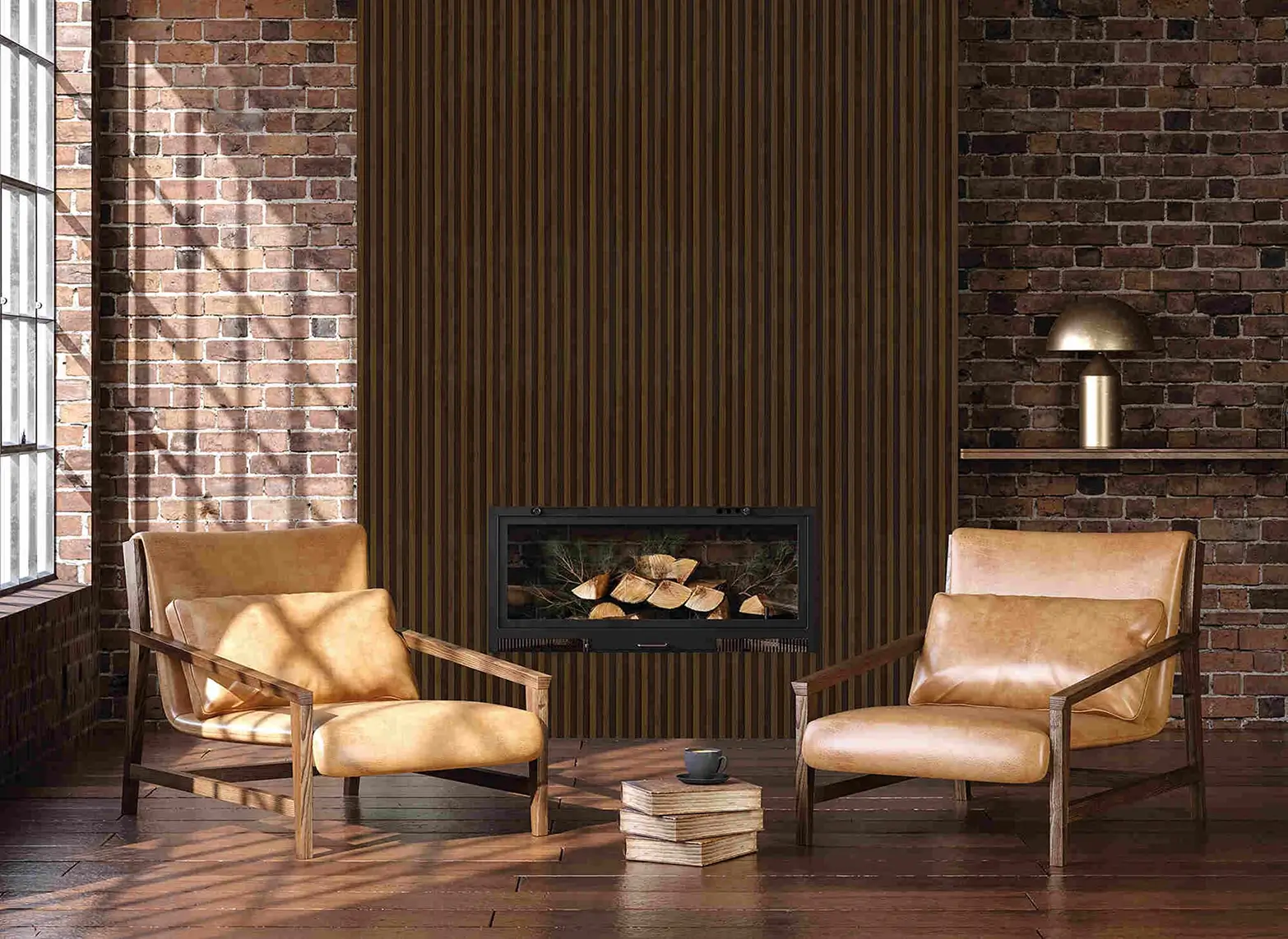 Interior wood cladding ceiling