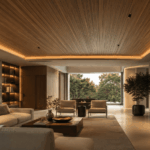 Interior wood cladding ceiling