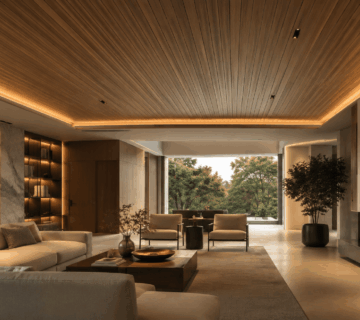 Interior wood cladding ceiling
